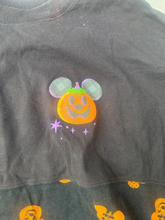 Disney Black & Orange Mickey Pumpkin Print Long Sleeve Top - Picture 3 of 8